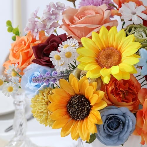 Floweroyal Artificial Flowers Fake Rose Flowers Dahlia with Stems for DIY Wedding Bridal Bouquets, Baby Shower, Floral Arrangement, Table Centerpieces, Home Decorations