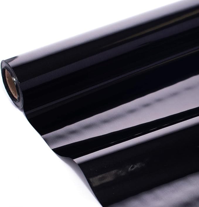 Anderson's Black Shiny Metallic PVC Roll: 47" x 100' Flame-Resistant Event Decor by Andersons