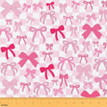 Pink Bow Upholstery Fabric for Chairs | White Buffalo Plaid Fabric by The Yard 36"x63", Cute Dreamy Princess Ribbon Bowknot Kawaii Geometric Bow Tie Sewing Fabric DIY Projects