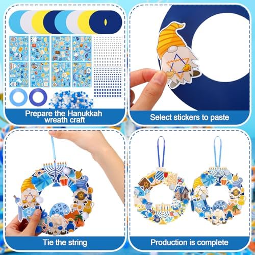 Hollowfly 48 Sets Hanukkah Wreath Craft Kits DIY Menorah Ornaments