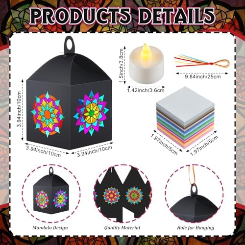 Simgoing 24 Set Mandala Paper Crafts Lanterns Mandala Flower Paper Craft