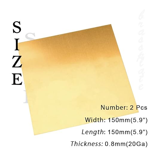 20 Gauge Brass Sheet，H62 Brass Plates Metal 0.031" Thickness x 5.9" Width x - Image 2