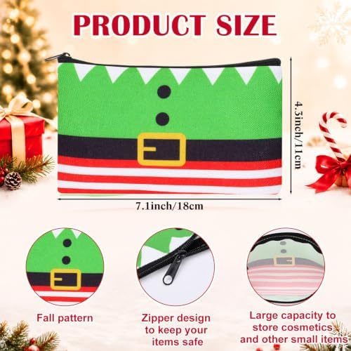 Meanplan 24 Pcs Christmas Makeup Bags Bulk Canvas Cosmetic Bag Gift