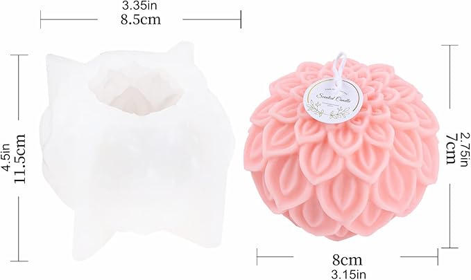Nasturtium Ball Candle Silicone Mold Lotus Petal Flower Soap Mold - Image 2