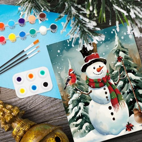 Dinifee 6 Pack Pre Drawn Canvas for Painting Pre Printed Canvas Kit 8 x 10 Inch Stretched Cotton Paint and Sip Set for Adults Couple Party Graduation Summer Date Night(Christmas Day)