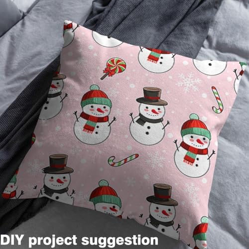 JEJELOIU Kawaii Xmas Snowman Fabric by The Yard Merry Christmas Upholstery Fabric for Sewing Crafting Snowflake Waterproof Indoor Outdoor Decor for Home DIY Projects 5 Yards