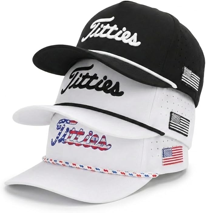 Curves & Clubs Titties Golf Hat - Funny Golf Hat, Titties Hat - Funny American Hat - One-Size-Fits-All - Men's Gifts