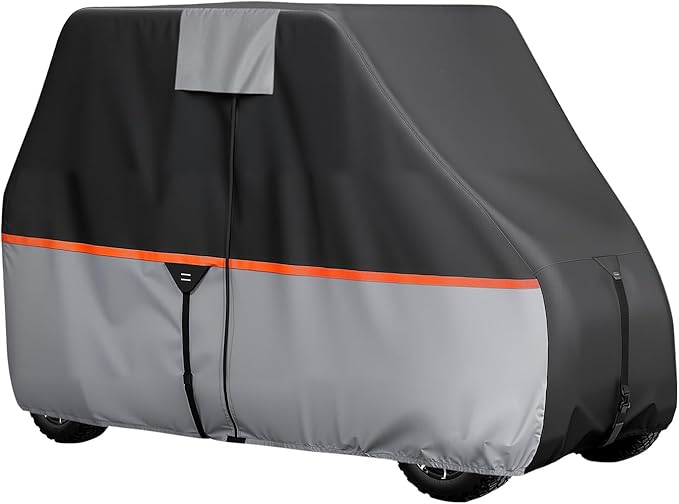 VEVOR Golf Cart Cover, Full Coverage 2+2/4 Passenger Golf Cart, 420D Waterproof Oxford Fabric Club Car Cover Fits Most Carts Club Car, Yamaha, EZGO, Honda, Silver-Coated Layer & Three Zipper Doors