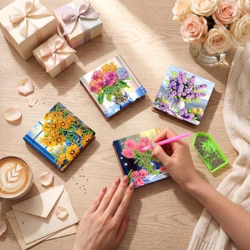 Saillong 4 Pcs Diamond Painting Note Box Kit Sticky Note Holders