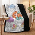 Mermaid Coloring Blanket for Kids DIY Doodle Ocean Throw with 24 Markers