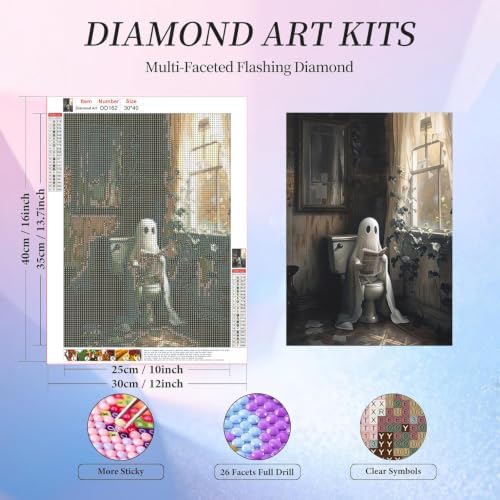 DAZZLEDOTS Diamond Art Kits for Adults, Bathroom Ghost Diamond Painting