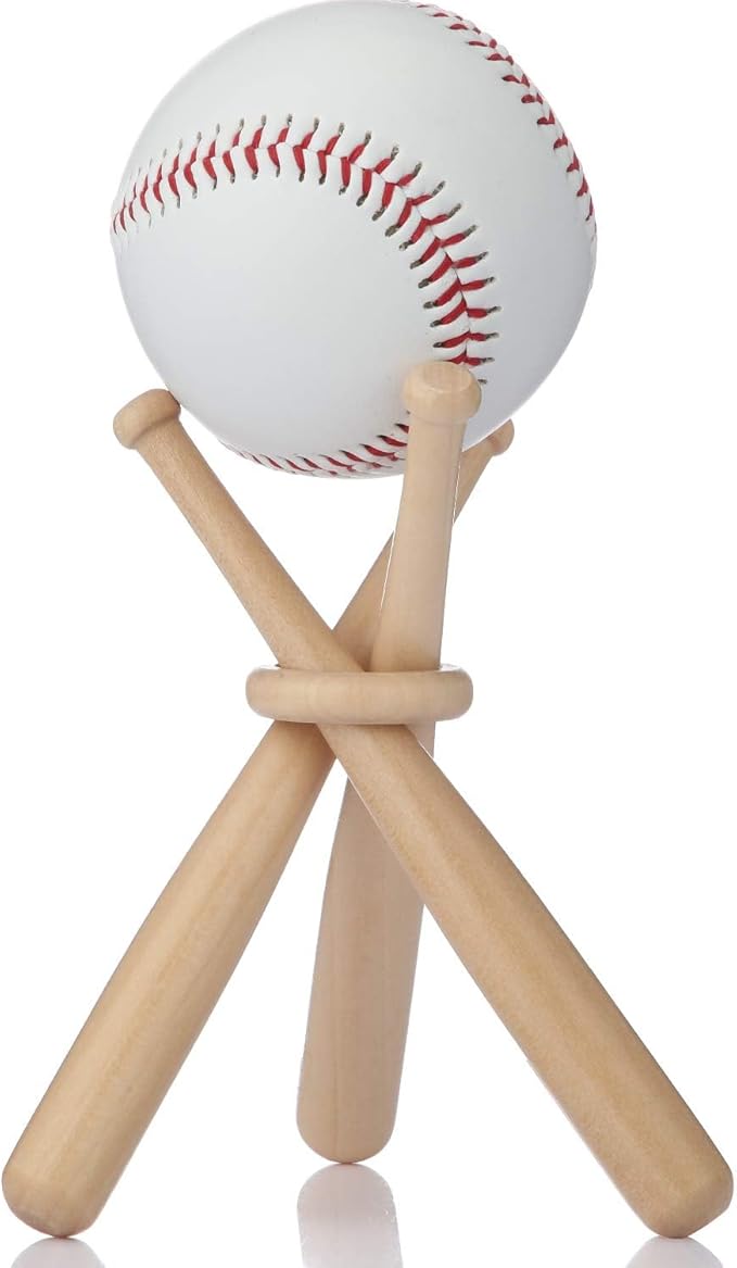 Honoson Baseball Stand Holders Balls Display Bat Wooden Stand Holder Display Centerpieces Tables for Baseball Sports Lover(24 Pack)