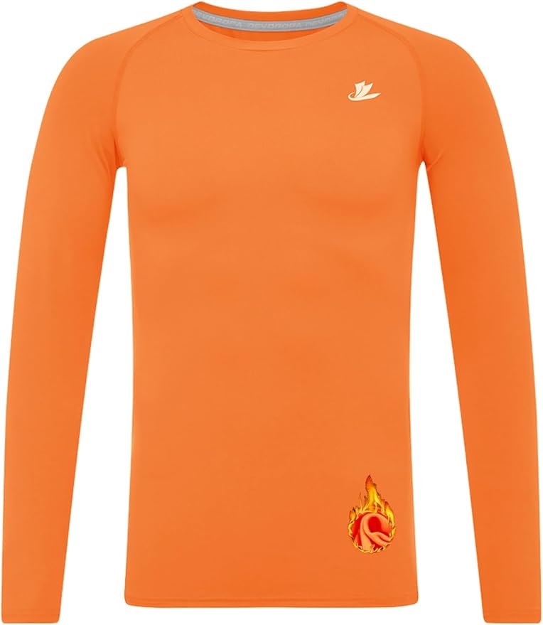 DEVOROPA Youth Boys Compression Thermal Shirt Long Sleeve Kids Fleece Baselayer Soccer Baseball Undershirt Slim/Regular/Husky