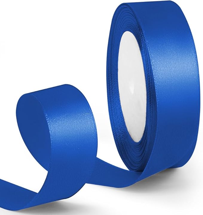 1 Inch 25 Yards Satin Ribbon Royal Blue, Solid Color Fabric Ribbon by HimBen