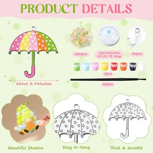 Dunzoom 30 Set Spring Craft Kit Suncatchers Kit DIY Flower Butterfly Suncatchers Kit Make Your Own Paint Sun Catcher Ornaments for Spring Window Art Craft Painting Activity