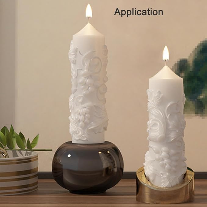 Grape Pillar Candle Molds Vintage Cylinder Thick Silicone Molds - Image 7