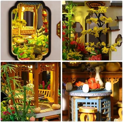 Dollhouse Kit, DIY Miniature House Kit w/LED Ancient Courtyard