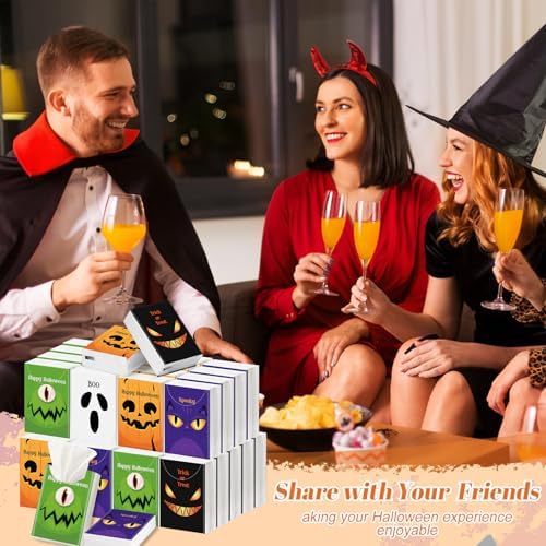 Outus 50 Pack Boo Halloween Pocket Tissues Travel Size, Trick or Treat Gift