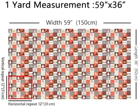 Cartoon Snowman Upholstery Fabric for Chairs | Orange Buffalo Plaid Christmas Decorations Santa Claus Outdoor Fabric by The Yard 36"x63", Christmas Gnome Xmas Snowflake Elk Deer Landscape Fabric
