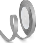 3/8 Inch 25 Yards Satin Ribbon Silver, Solid Color Fabric Ribbon by HimBen