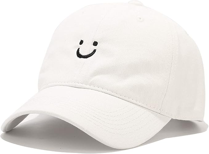Umeepar Smile Face Baseball Cap for Women Men Adjustable Low Profile Unstructured Cotton Dad Hat