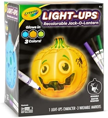 Crayola Light-Ups - Jack-O-Lantern, Reusable Light Up Pumpkin Toy, Halloween Craft, Cute Glow in The Dark Decor & Night Light, Halloween Toy, Ages 4, 5, 6