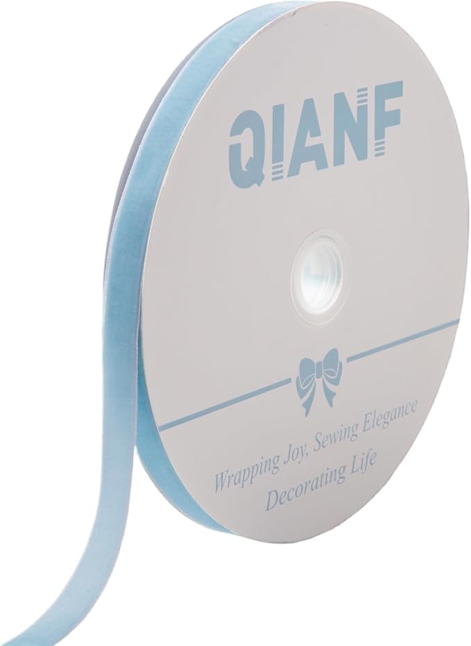 Vintage Sky Blue Velvet Ribbon Christmas Ribbon by QIANF