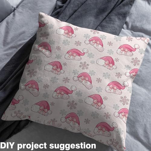 JEJELOIU Christmas Hat Fabric by The Yard Xmas Theme Upholstery Fabric Snowflake Waterproof Indoor Outdoor Decor for DIY Sewing Craft Projects 3 Yards