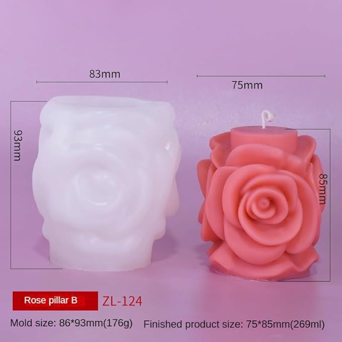 Rose Pillar Candle Silicone Mold Handmade Valentine's Day Mother's Day Flower - Image 4