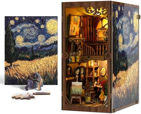 Book Nook Kit - DIY Miniature House Kit 3D Wooden Doll House DIY Book Nook Kits for Adults Creative Gift for Teens and Friends