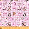 Princess Bow Upholstery Fabric for Chairs | Pink Buffalo Plaid Christmas Decorations Santa Claus Outdoor Fabric by The Yard 181"x63", Cute Xmas Gingerbread Man Christmas Tree Landscape Fabric