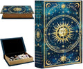 Vintage Book Trinket Box 9.1 x 5.9 x 2 Inch Faux Book Boxes Tarot Sun Relievo Pattern Decorative Storage Organizers for Jewelry Trinket Wedding Keepsake Photos Home Bookshelf Decoration