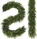 N&T NIETING 2 PCS Christmas Garland Norfolk Pine Garland Real Touch Faux Christmas Greenery Xmas Garland for Mantle, Table Holiday Winter Indoor Outdoor Christmas Decorations (9 FT)