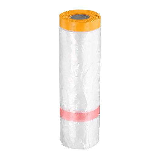 HARFINGTON Pre-Taped Masking Film 126" x65.6ft Double Adhesive Tape and Drape by HARFINGTON
