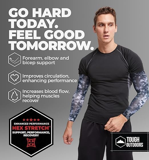 Tough Outdoors Baseball Arm Sleeve Youth & Adults - Compression Arm Sleeves for Kids Boys & Girls Men & Women - Football