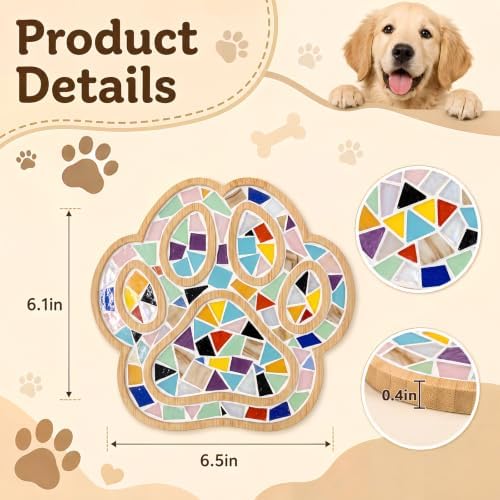 luperasol DIY Dog Paw Mosaic Tiles for Crafts, Mixed Color, 6 PCS