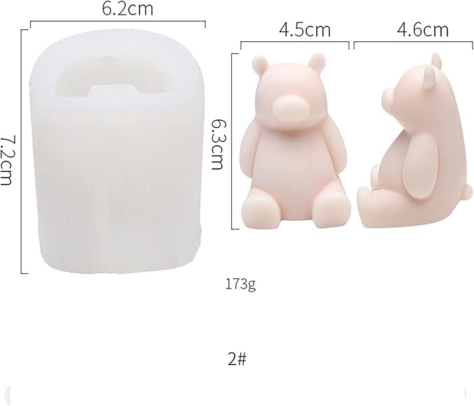 2 pcs Cute Bear Mold Bear Silicone Wave Spiral Candle Mold - Image 3