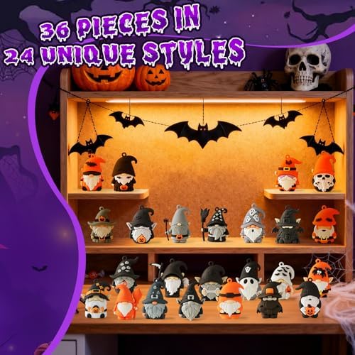 Mini Gnome Figures 36 Pcs - Halloween Party Favors, 1.6" Gnome Mini Figurines in Bulk for Dollhouse Decor, Keychains, Trick or Treat Gift for Kids, Girls, Boys, Adults