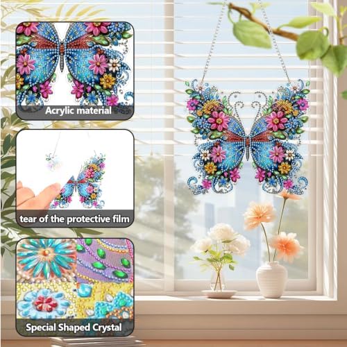 AIBOERL Diamond Art Kits for Adults, Butterfly Acrylic Hanging Suncatcher
