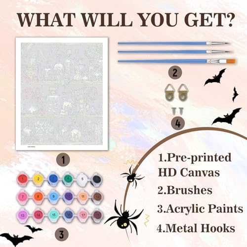 PHANTASYART Gothic Bookshelf Paint by Numbers Kit for Adults 16x20inch