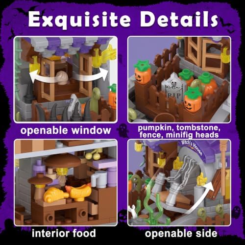 Witch House Building Set, 712 Pcs Mini Halloween Building Toy