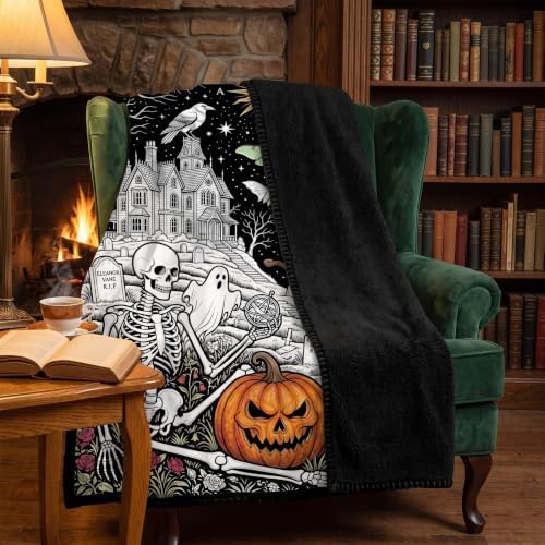 Treeswift Halloween DIY Coloring Blanket Kit with 24 Markers - Spooky Craft