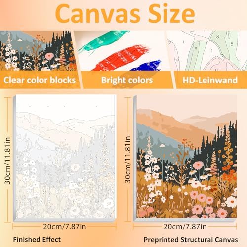 Mandun Landscape Paint by Numbers Kit for Adults, 3 Pack, 7.8x11.8 inch
