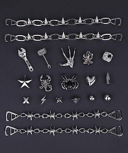ZOKUZO Chic Bling Shoe Charms Gold and Sliver Designer Jewels Pretty Cute Chains Decorations Accessories for Women Girl Adults