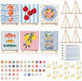 YooNotee 6 Pack Paint by Numbers Kit, 8x8 DIY Canvas with Easel Fish