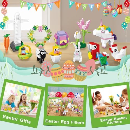Easter Egg Fillers Building Blocks Set, Easter Party Favors Toys for Kids