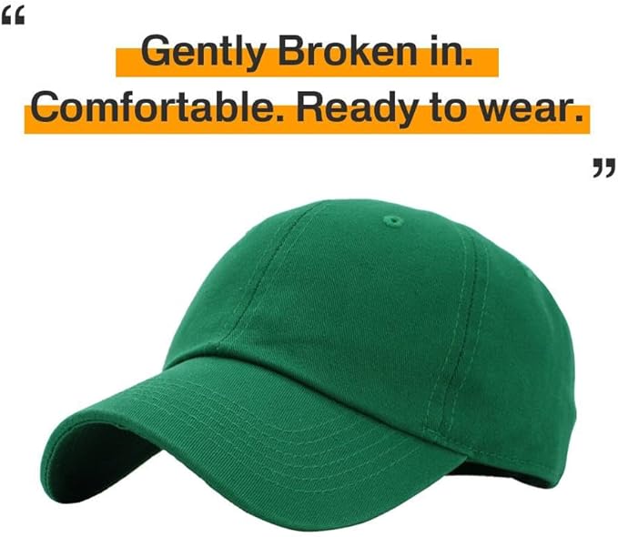 KBETHOS Classic Unisex Cotton Adjustable Low Crown Baseball Cap – Plain Dad Hat
