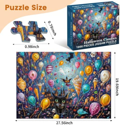 1000 Piece Puzzle for Adults - Halloween Candies, Colorful Candy Balloons