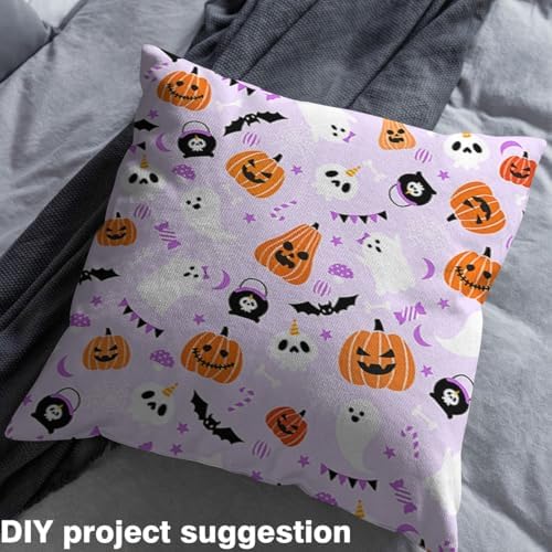 jejeloiu Happy Halloween Fabric by The Yard Pumpkin Upholstery Fabric for Sewing Crafting Funny Ghost Printed Waterproof Indoor Outdoor Decor for Home DIY Projects 2 Yards