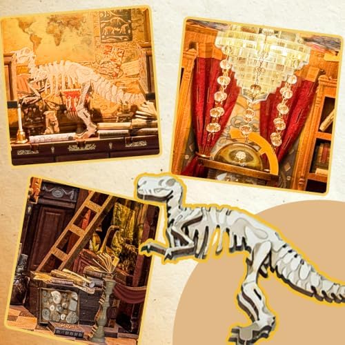 Book Nook Kit 3D Wooden Puzzle Miniature Library with Dust Cover